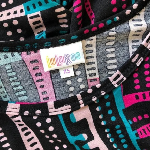 Lularoe Graphic Print Swing Dress XS Short Sleeve - Picture 5 of 6